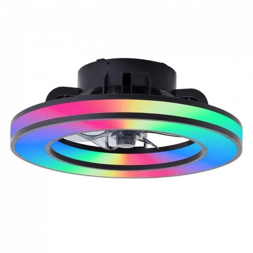 Εικόνα της Ανεμιστήρας Οροφής Brilliant Mondello 41.5 cm με LED Φωτισμό RGBW 2700-6500K & Τηλεχειριστήριο 26W Black G80915/05