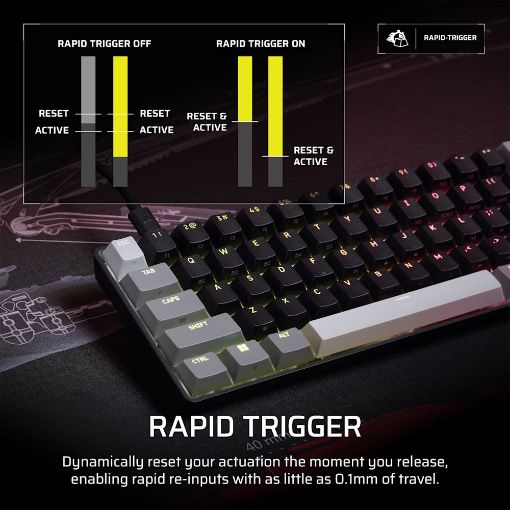 Εικόνα της Πληκτρολόγιο Corsair Clipper Pro Mini 60% Hall Effect RGB MGX Hyperdrive Core Switches Black (US) CH-979101J-NA