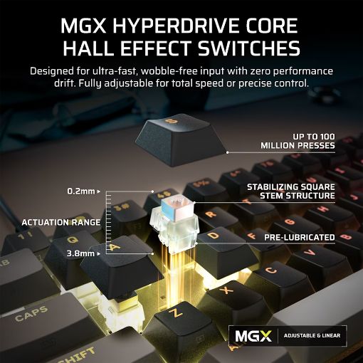 Εικόνα της Πληκτρολόγιο Corsair Clipper Pro Mini 60% Hall Effect RGB MGX Hyperdrive Core Switches Black (US) CH-979101J-NA