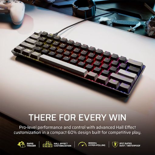 Εικόνα της Πληκτρολόγιο Corsair Clipper Pro Mini 60% Hall Effect RGB MGX Hyperdrive Core Switches Black (US) CH-979101J-NA