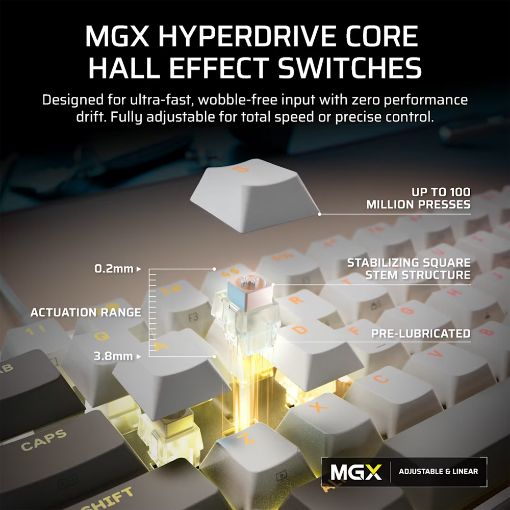 Εικόνα της Πληκτρολόγιο Corsair Clipper Pro Mini 60% Hall Effect RGB MGX Hyperdrive Core Switches White (US) CH-979111J-NA
