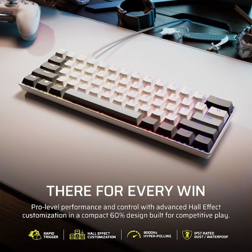 Εικόνα της Πληκτρολόγιο Corsair Clipper Pro Mini 60% Hall Effect RGB MGX Hyperdrive Core Switches White (US) CH-979111J-NA