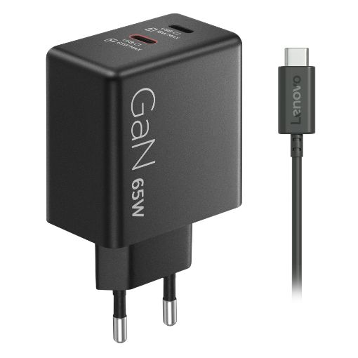 Εικόνα της Τροφοδοτικό Laptop Lenovo Dual USB-C 65W GaN Black 40AW065BEU