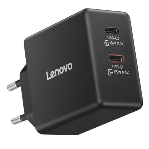 Εικόνα της Τροφοδοτικό Laptop Lenovo Dual USB-C 65W GaN Black 40AW065BEU