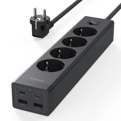 Εικόνα της Πολύπριζο Tessan 8-in-1 4 Θέσεων με 2xUSB-A & 2xUSB-C TS-PS03DE00