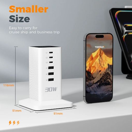 Εικόνα της Power Strip Tessan 6-in-1 με 3xUSB-A & 3xUSB-C TS-CS04