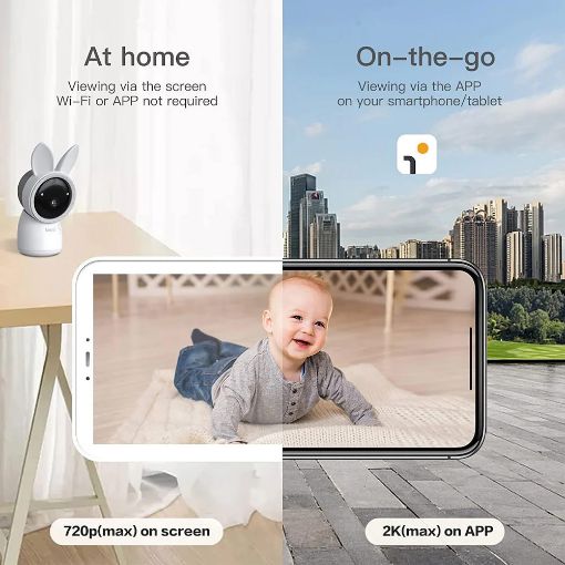 Εικόνα της Arenti AINanny WiFi 2K Baby Monitor Kit with LCD Screen & 2 Cameras
