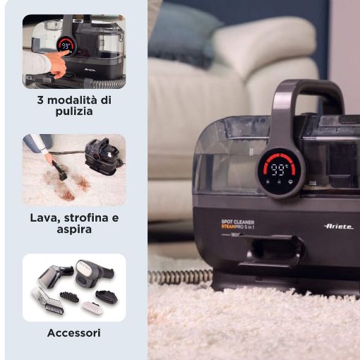 Εικόνα της Ατμοκαθαριστής Ariete 2484 Spot Cleaner Steam Pro 5in1 1800W Black 00P248400AR0
