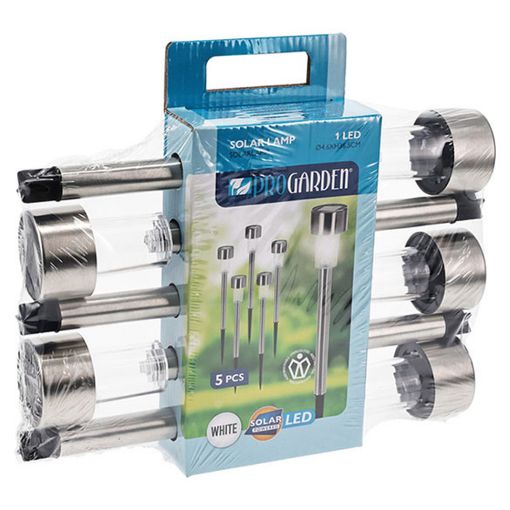 Εικόνα της Ηλιακό Φωτιστικό Κολωνάκι Progarden 36.5 cm 5τμχ Inox DX9301010
