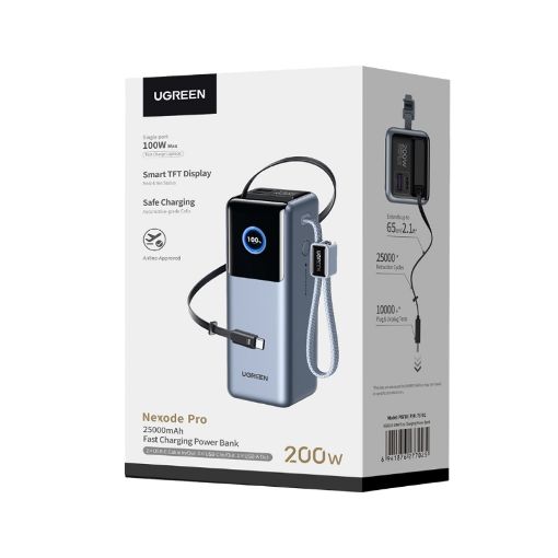 Εικόνα της Power Bank Ugreen PB728 USB-C/USB-A & Built-In Cables 25000mAh 200W Light Blue 75702B
