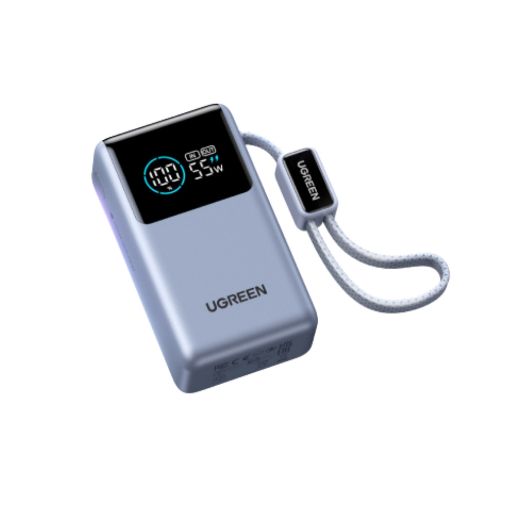 Εικόνα της Power Bank Ugreen Nexode Pro PB727 USB-A/USB-C & Built-In Cable 10000mAh PD 55W Light Blue 75701B