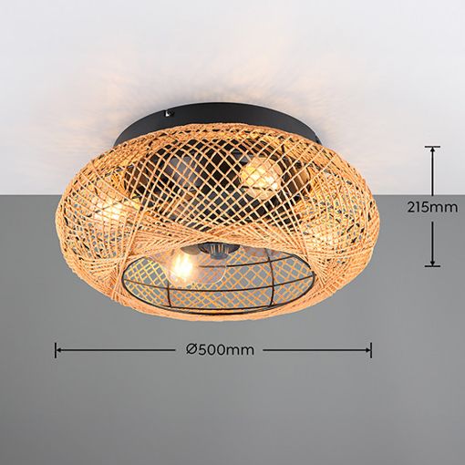 Εικόνα της Ανεμιστήρας Οροφής Trio Lighting Lillesand 50cm με Φωτισμό E27 & Τηλεχειριστήριο Brown R67302126