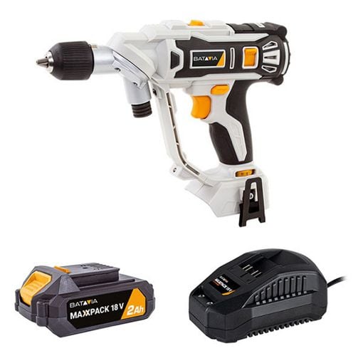 Εικόνα της Δραπανοκατσάβιδο Μπαταρίας Batavia Maxxpack Twindrill 18V με Μπαταρία 2Ah και Φορτιστή 2.4Ah White/Black 7064057
