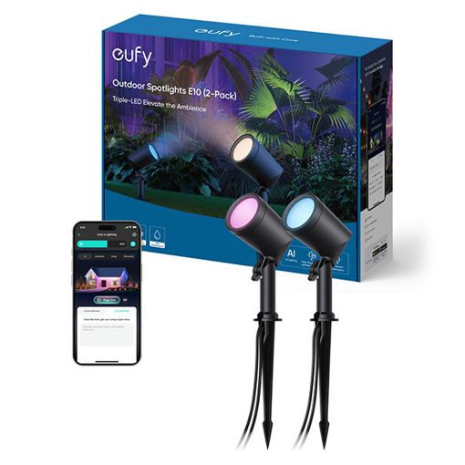 Εικόνα της Φωτιστικό Σποτ Δαπέδου Anker Eufy E10 Wi-Fi RGBWW 1500-9000K 500lm 24W IP65 Black 2τμχ T8L20311