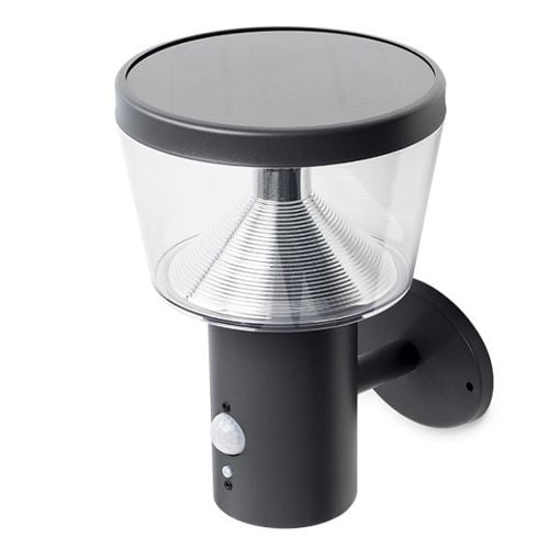 Εικόνα της Ηλιακό Επιτοίχιο Φωτιστικό Lumineo Badalona Warm White με Αισθητήρα Κίνησης & Σκότους Black 895203