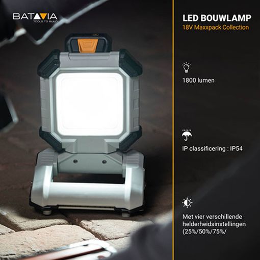 Εικόνα της Φακός Εργασίας Batavia Maxxpack 18V LED 1800lm IP54 15W White/Black 7064212