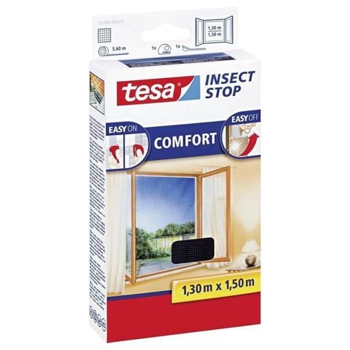 Εικόνα της Σίτα Παραθύρου Tesa Comfort Insect Stop 130x150cm Σταθερή Μαύρη 55388-00021-00