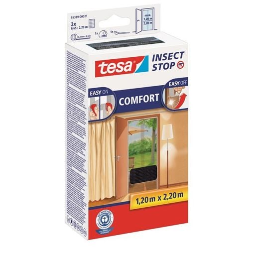 Εικόνα της Σίτα Πόρτας Tesa Comfort Door 2 Insect Stop 65x220cm Σταθερή Μαύρη 2τμχ 55389-00021-00