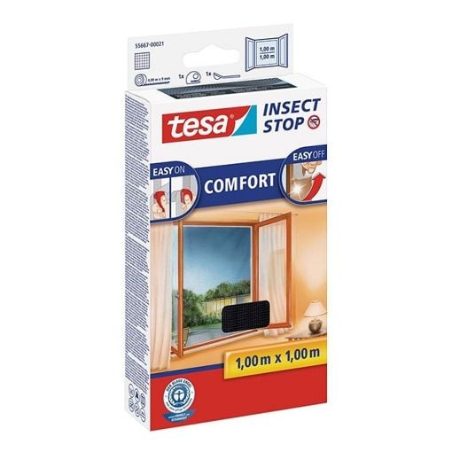 Εικόνα της Σίτα Παραθύρου Tesa Comfort Insect Stop 100x100cm Σταθερή Μαύρη 55667-00021-00