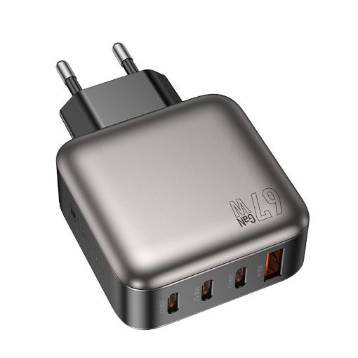 Εικόνα της Φορτιστής Lamtech GaN 3x USB-C & USB-A PD/QC3.0 67W Grey LAM980428