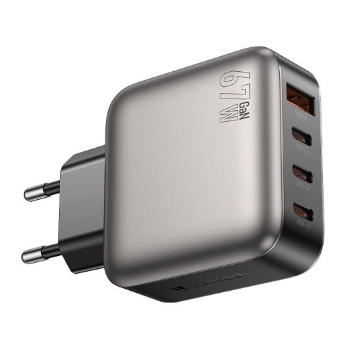 Εικόνα της Φορτιστής Lamtech GaN 3x USB-C & USB-A PD/QC3.0 67W Grey LAM980428