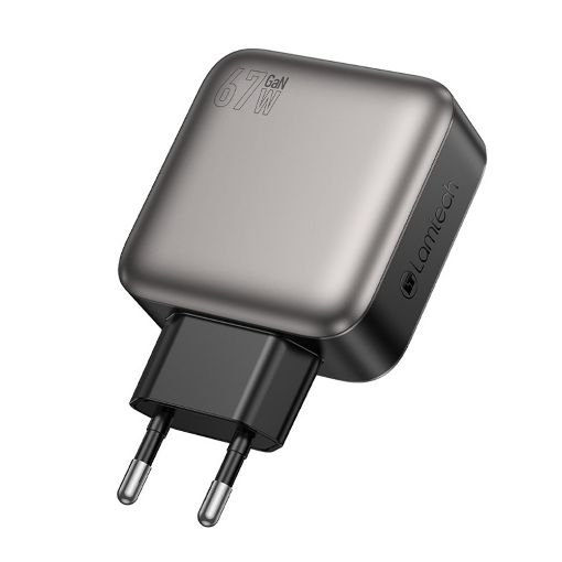 Εικόνα της Φορτιστής Lamtech GaN 3x USB-C & USB-A PD/QC3.0 67W Grey LAM980428