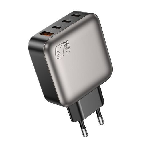 Εικόνα της Φορτιστής Lamtech GaN 3x USB-C & USB-A PD/QC3.0 67W Grey LAM980428