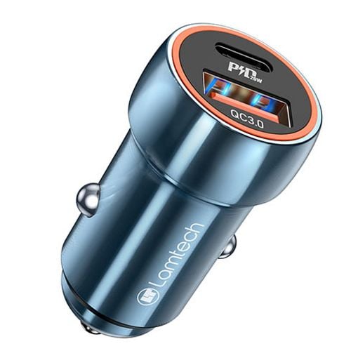 Εικόνα της Φορτιστής Αυτοκινήτου Lamtech USB-C PD 20W & USB-A QC 3.0 18W Sapphire Blue LAM112679