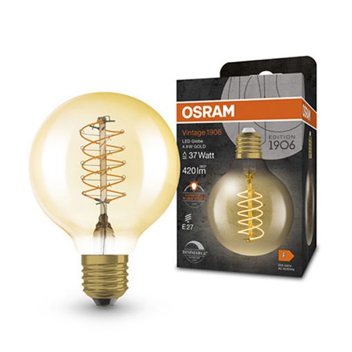 Εικόνα της Λάμπα LED Osram E27 Globe G80  Dimmable Filament 2200K 420lm 4.8W Extra Warm White