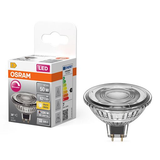 Εικόνα της Λάμπα LED Osram GU5.3 MR16 Dimmable 2700K 621lm 6.1W Warm White
