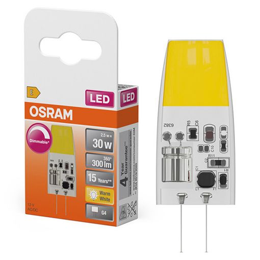 Εικόνα της Λάμπα LED Osram G4 Capsule COB Dimmable 2700K 300lm 2.5W Warm White