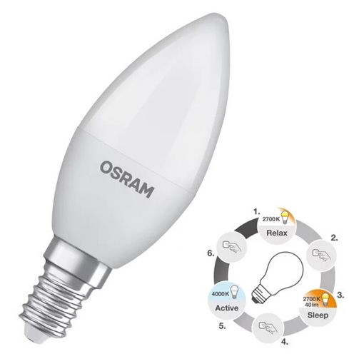 Εικόνα της Λάμπα LED Osram E14 Candle Mat 2700-4000K 470lm 4.9W