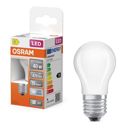 Εικόνα της Λάμπα LED Osram E27 P45 Mat 4000K 470lm 3.4W Neutral White