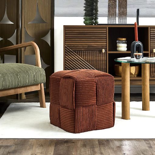 Εικόνα της Σκαμπό Πουφ Home Deco Factory Scott 36x36x38cm Terracotta HD0539