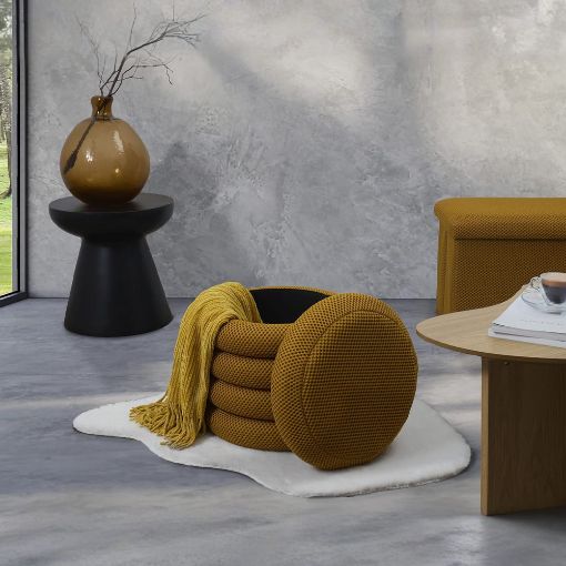Εικόνα της Σκαμπό Home Deco Factory Atom με Αποθηκευτικό Χώρο 37x42cm Yellow HD0425