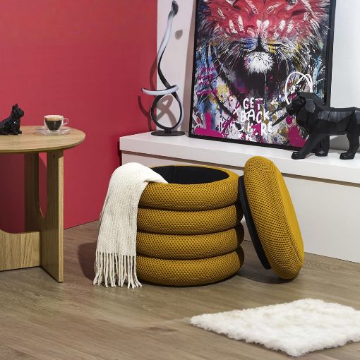 Εικόνα της Σκαμπό Home Deco Factory Atom με Αποθηκευτικό Χώρο 37x42cm Yellow HD0425