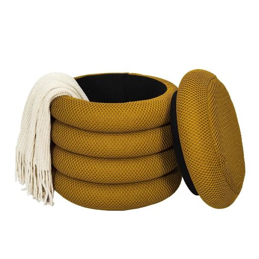 Εικόνα της Σκαμπό Home Deco Factory Atom με Αποθηκευτικό Χώρο 37x42cm Yellow HD0425