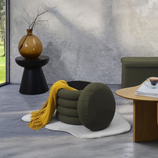 Εικόνα της Σκαμπό Home Deco Factory Atom με Αποθηκευτικό Χώρο 37x42cm Khaki HD0427