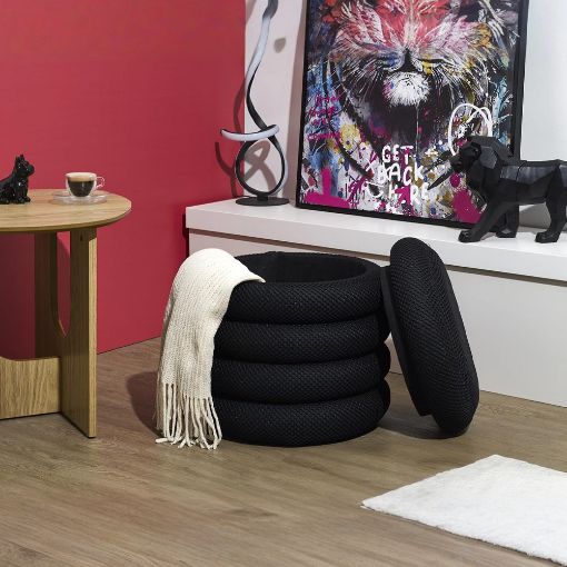 Εικόνα της Σκαμπό Home Deco Factory Atom με Αποθηκευτικό Χώρο 37x42cm Black HD0426