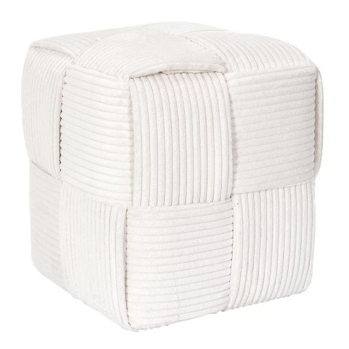 Εικόνα της Σκαμπό Πουφ Home Deco Factory Scott 36x36x38cm Beige HD0538