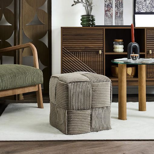 Εικόνα της Σκαμπό Πουφ Home Deco Factory Scott 36x36x38cm Taupe HD0540