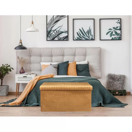 Εικόνα της Σκαμπό Home Deco Factory Giulia Πτυσσόμενο με Αποθηκευτικό Χώρο 77x38x38cm Yellow HD6817