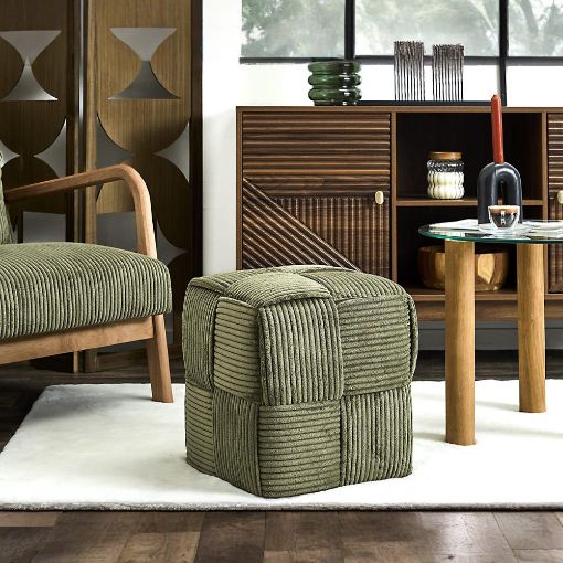 Εικόνα της Σκαμπό Πουφ Home Deco Factory Scott 36x36x38cm Green HD0541