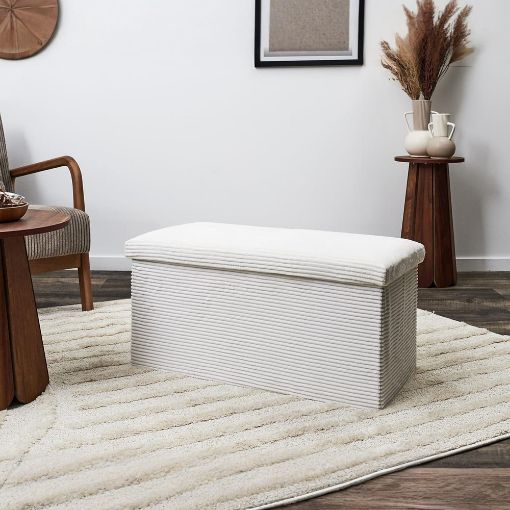 Εικόνα της Σκαμπό Home Deco Factory Scott Πτυσσόμενο με Αποθηκευτικό Χώρο 76x38x38cm Beige HD0279
