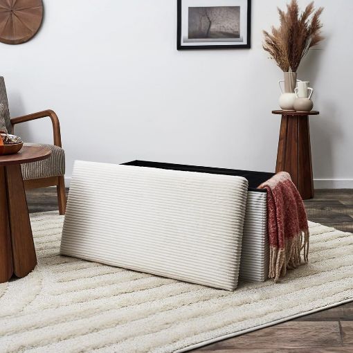 Εικόνα της Σκαμπό Home Deco Factory Scott Πτυσσόμενο με Αποθηκευτικό Χώρο 76x38x38cm Beige HD0279