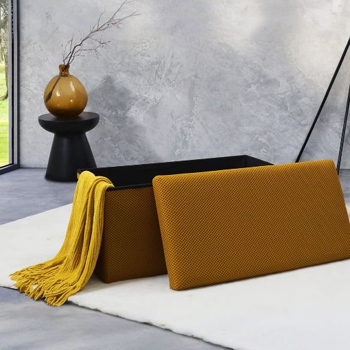 Εικόνα της Σκαμπό Home Deco Factory Atom Πτυσσόμενο με Αποθηκευτικό Χώρο 76x38x38cm Yellow HD0468