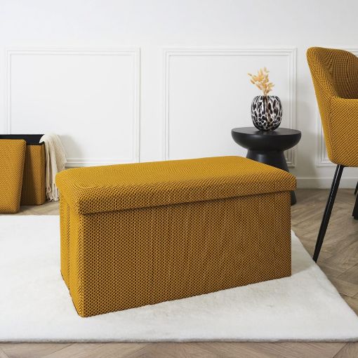 Εικόνα της Σκαμπό Home Deco Factory Atom Πτυσσόμενο με Αποθηκευτικό Χώρο 76x38x38cm Yellow HD0468