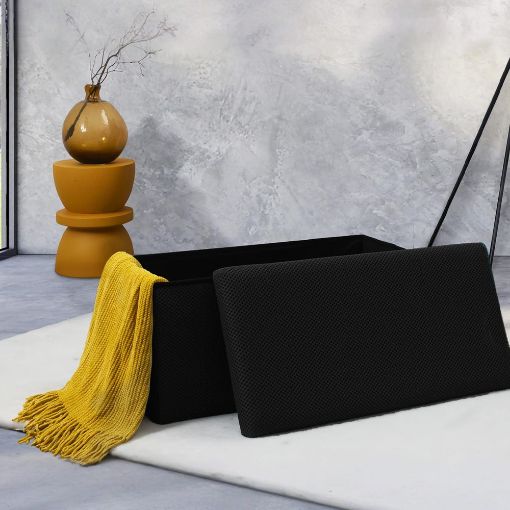 Εικόνα της Σκαμπό Home Deco Factory Atom Πτυσσόμενο με Αποθηκευτικό Χώρο 76x38x38cm Black HD0469