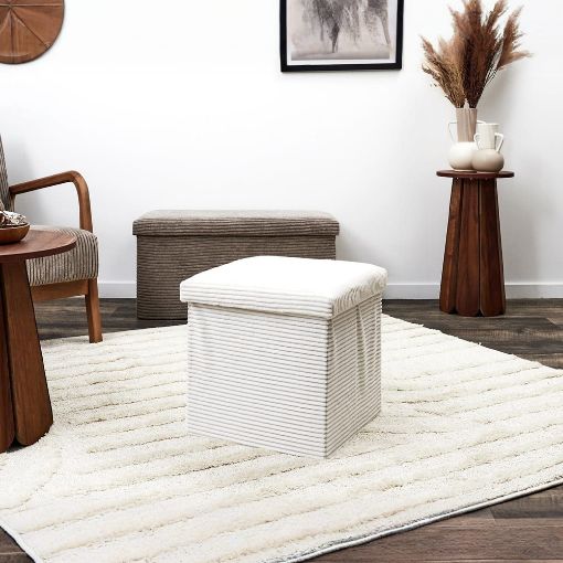 Εικόνα της Σκαμπό Home Deco Factory Scott Πτυσσόμενο με Αποθηκευτικό Χώρο 38x38x38cm White HD0276