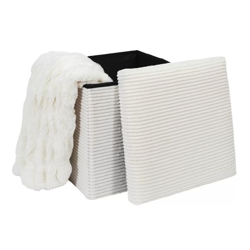 Εικόνα της Σκαμπό Home Deco Factory Scott Πτυσσόμενο με Αποθηκευτικό Χώρο 38x38x38cm White HD0276